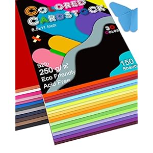 Colored Cardstock 150 sheets, 8.5” x 11” Cardstock Paper – 30 Assorted Colors, 250 GSM Colorful Card Stock Printer Paper Scrapbooking Supplies for Diy Crafts, Scrapbooking, Card Making