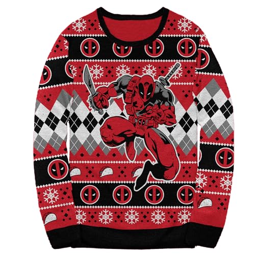 Deadpool Marvel Comics Holiday Christmas Sweater Licensed,...