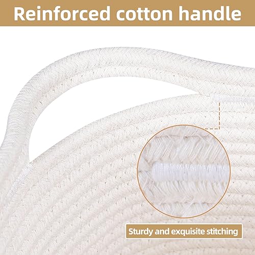 OUTBROS Aufbewahrungskorb, Organizer Körbchen, Flechtkorb, Dekorativer Aufbewahrungsbox Geflochten, Stapelbare Mehrzweck-Organisations Behälter, Weiß, 3er-Set