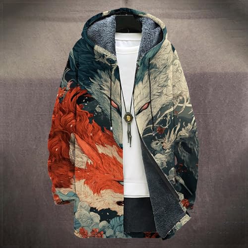 Cardigan Sweater for Men Fashion Long Knitted Hoodies Zip Up with Pockets Coat Warm Fitted Jacket for 20243