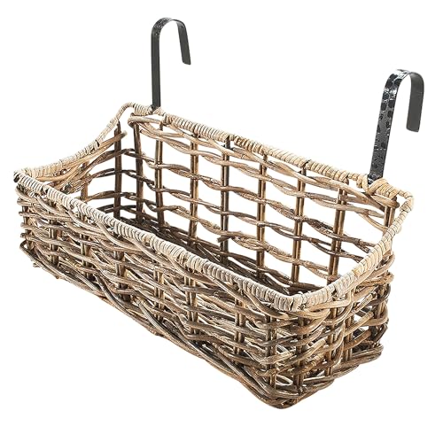 Kobolo Balkonkasten stabil und robust - Rattan - licht geflochten - 50x18x20 cm
