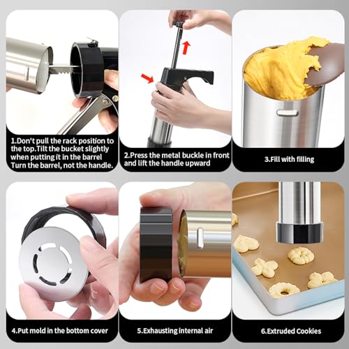 Cookie Press Kit with 13 Discs & 8 Nozzles for Baking