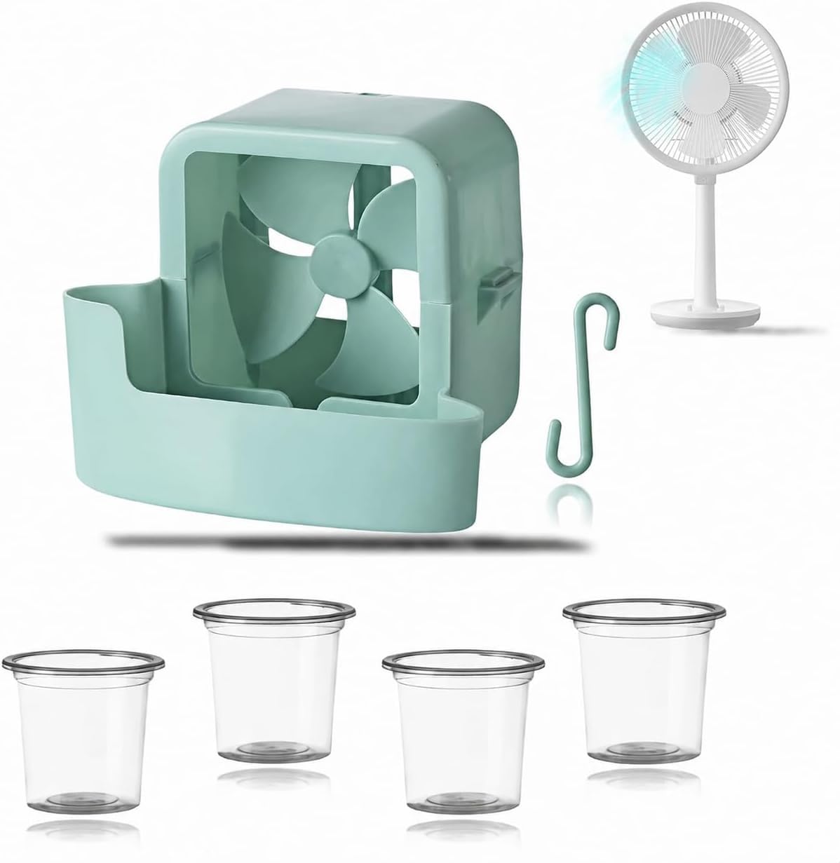 Longgaogao Attachment for Fan,Portable Fan Mist Cooling Adapter, Hangable Ice Box Attachment For Stand Fans, Ices Cooling Artifact, For Summer Floor, Desktop, Bedroom, Yard, Balcony(Green)