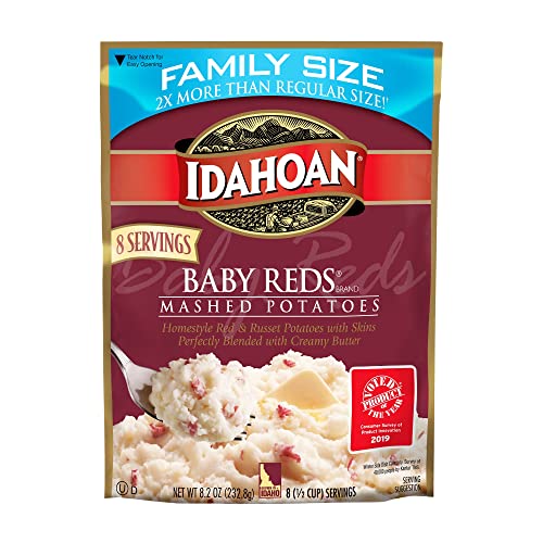 Idahoan Baby Reds Mashed Potatoes Family Size, 8 oz Pouch (Pack of 8)