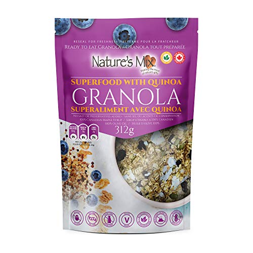Fabriqué au Canada - Nature's Mix Granola super-alimentaire avec Quinoa - Sans écrou - Fabriqués localement au Canada - Vegan, Granola super-alimentaire avec Quinoa, 312 Grams, violet clair