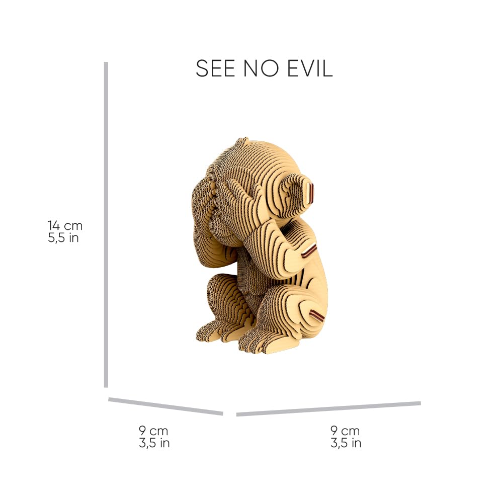 Affen Trio kartonowe puzzle 3D – 3 modele, 280 części, z materiałów pochodzących z recyklingu, rzeźby DIY