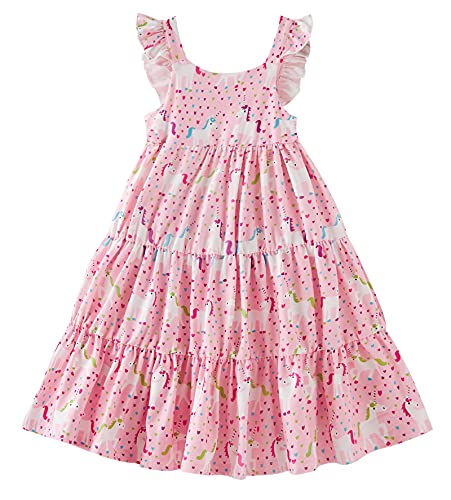 Little Girls Dresses Size 5 6 Sleeveless Pink Dress Size 6 Unicorn Summer Sundresses Swing Twirling Frock for Kids Playwear