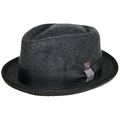 DASMARCA Jacson Slate Melange Wool Felt Diamond Crown Porkpie Hat - XL Cover