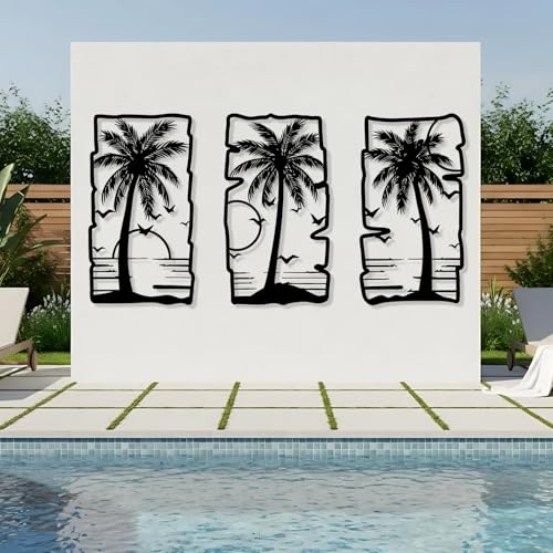 Décoration murale métal palmier pour couloir et escaliers au style tropical chic