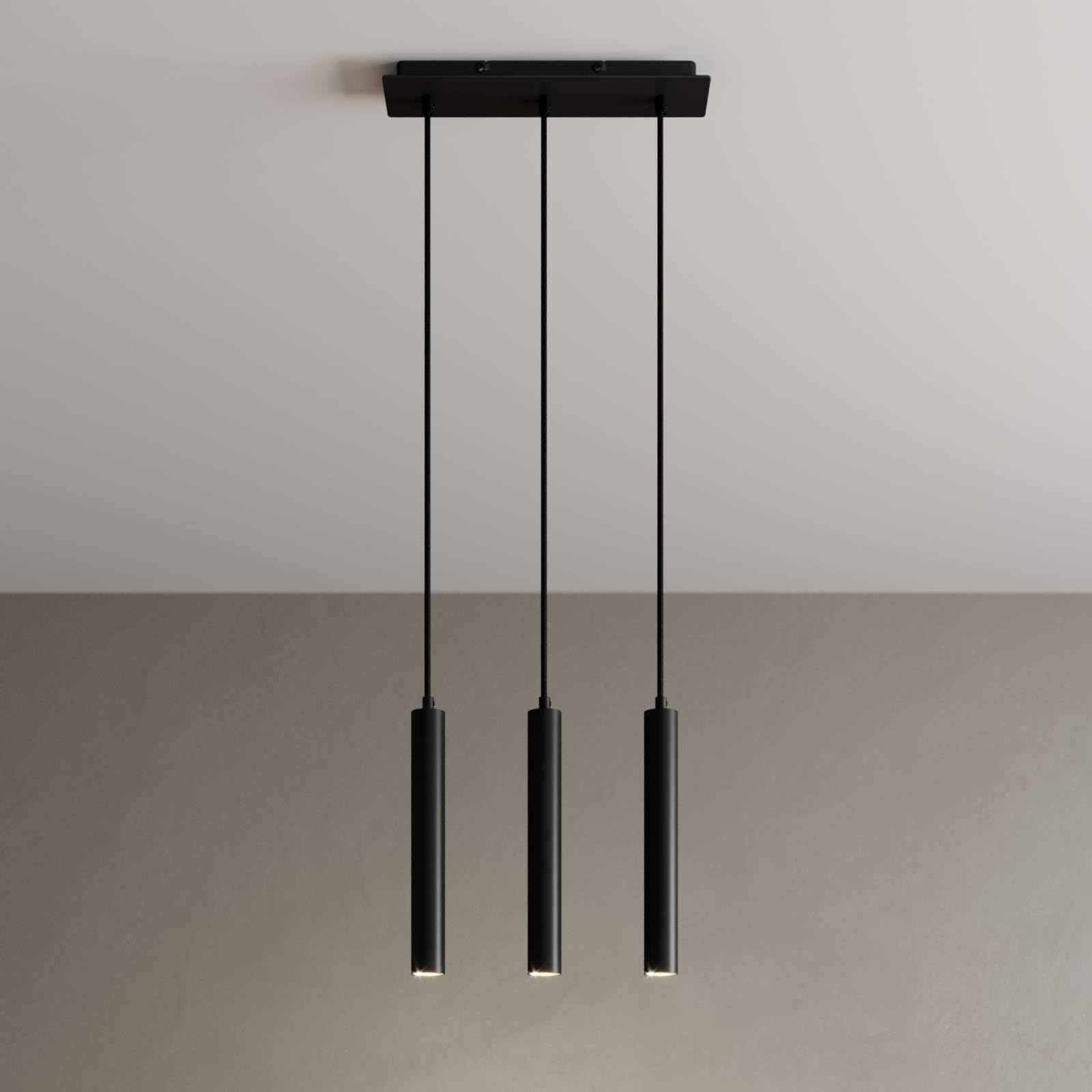 Arcchio LED hanglamp Franka, 2-lamps, zwart, aluminium