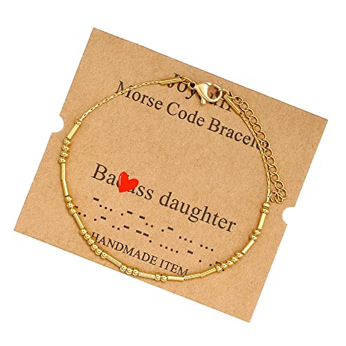 Image of JoycuFF Inspirational Morse Code Bracelets for Women Silver Beads Jewelry Encouragement Mantra Gifts for Her
