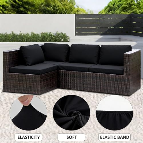 Fundas de repuesto para sofá de ratán exterior gris verde impermeables de jardín 3