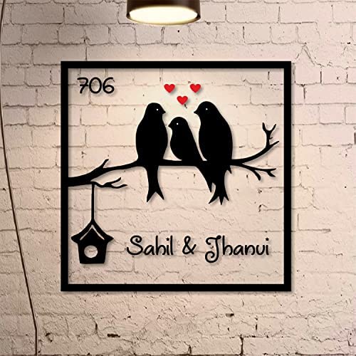 ZOCI VOCI Wings of Love � Creative Nameplate for New Home | Bird Family Design | Home Decor & Wall Art (12 x 12)-image-11
