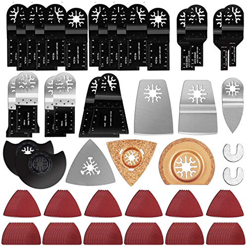 Gifort Lame Utensili Oscillanti, 120 Pezzi Kit di Accessori per Multifunzione con Lame da Sega e Fogli Abrasivi per Legno, Plastica e Metallo per Skil Ridgid Craftsman Tacklife Ferm Wen