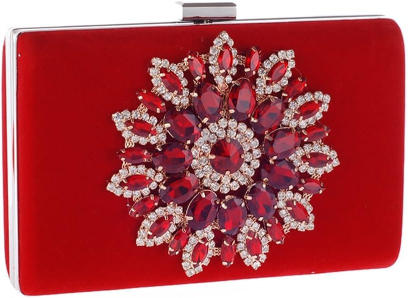 Ladies clutch bag with diamonds delicate evening party clutch velvet bridal bag small square bag