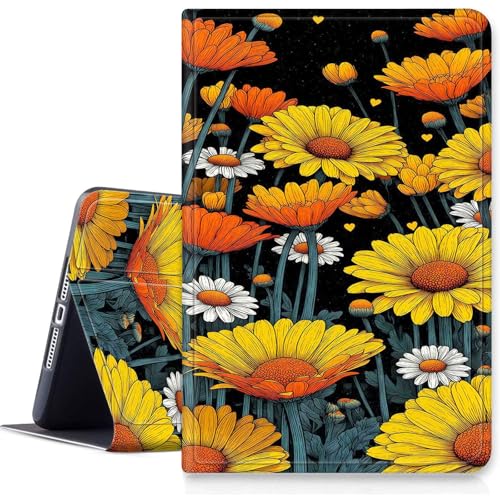 SDDFRHGH for Fire HD 8/8 Plus Tablet Case (12th/10th Generation,2024/2022/2020 Release),Hybrid Slim Multi-Angles Stand Auto Wake/Sleep Cover-Yellow Marguerites Against Black
