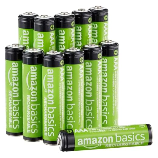 AmazonBasics AAA Rechargeable Batteries (800 mAh), Pre-charged - Pack of 12