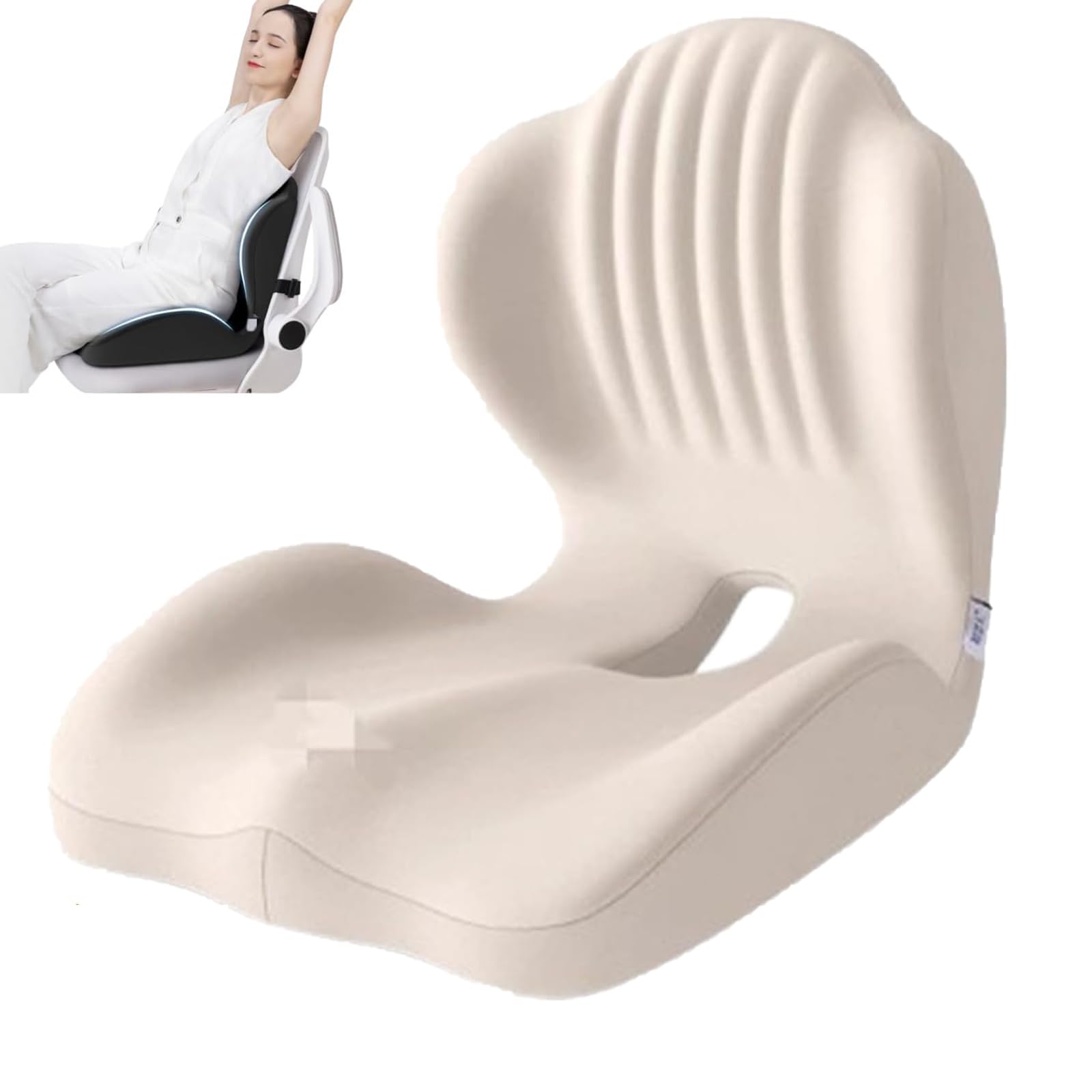 Cojín de espuma viscoelástica para asiento y respaldo para silla de oficina y coche, diseño ergonómico en forma de L con parte inferior antideslizante