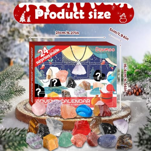 Edelsteine für Kinder, Edelstein Adventskalender Kristalle Steine 24 Stück,Kristalle Heilsteine Set,Gesteine und Mineralien zum Sammeln und Lernen, Geschenke kinder