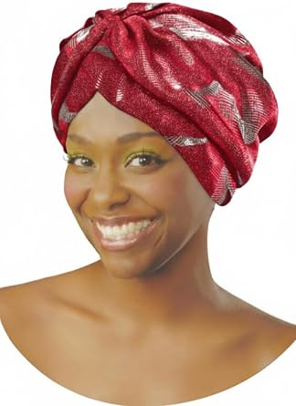 DONNA Exotic Glitter Turban, Full Size Sparkly Fashion Headwrap for Women, Stretch Fit with Bold Pattern for Events