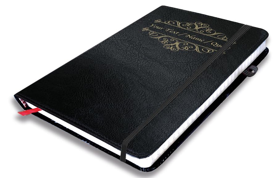 Image of Brown Cloud Personalized Black Leather Cover Notebook /Diary with Paper Bag Personalised /Customized Photographs /Message /Quote for Personal /Corporate Gift (10)