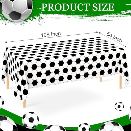 Image of WNINK 2 Pack Soccer Party Tablecloths Soccer Theme Disposable Plastic Table Cloth Soccer Sports Party Table Covers for Soccer Theme Birthday, Outdoor Picnic Party Supplies Decor, 54 x 108 Inch