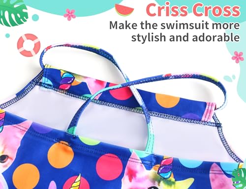 Image of TENVDA Girls Swimsuit Summer Beach Sport Halter Bathing Suits One Piece Swimwear for 2-12 Years Old Kids