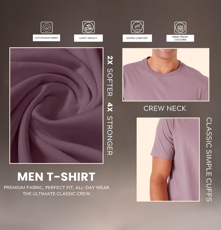Image of Sleepynuts Men's Regular Fit Round Neck Half Sleeves Solid Casual Wear T-Shirt