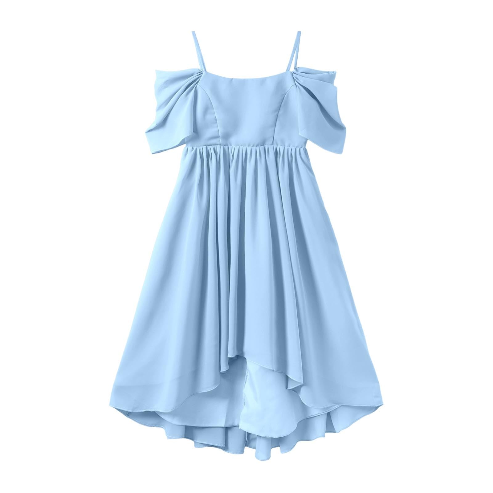 Mädchen Kleid A-Linie,Musselin Kleid Mädchen Sommer,Asymmetrisches Chiffon mit Blumenmuster Party Teenager Junge Festliche Anlässe Swingkleid Vintage Alltag Feier