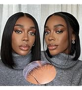 Eawwii Glueless Wigs Human Hair Pre Plucked Pre Cut Bob Wig Human Hair Wear and Go Glueless Wig 4...