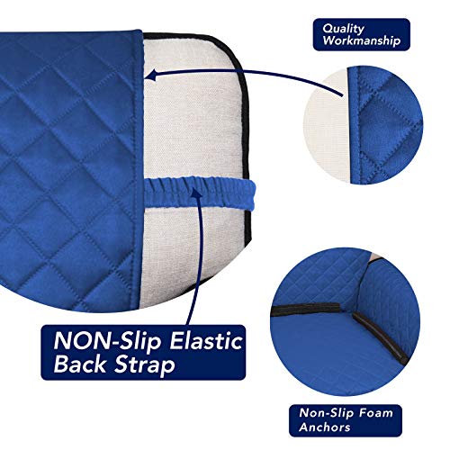 PureFit Reversible Quilted Sofa Cover, Water Resistant Slipcover Furniture Protector, Washable Couch Cover with Non Slip and Elastic Straps for Kids, Dogs, Pets (XX Large, Classic Blue/Ivory)