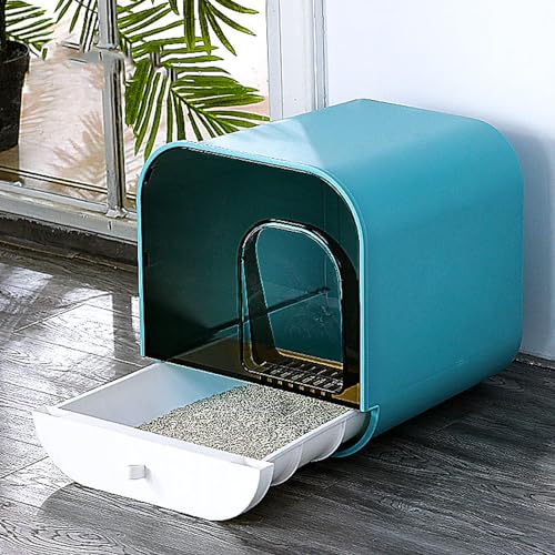 Caja de arena cerrada para gatos grande con control de olores miniatura 6