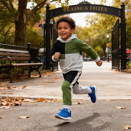 Image of 2-6T Toddler Baby Boy Clothes Color Blocking Hoodies + Pants Fall Winter Outfits