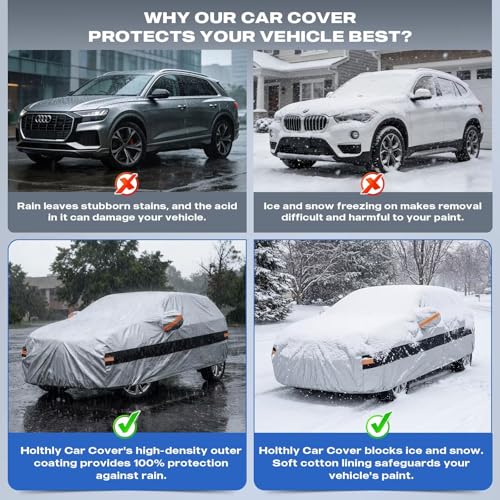 Image of 10 Layers SUV Car Cover Custom Fit for GMC Terrain(2010-2026), Waterproof All Weather for Automobiles, Outdoor Full Cover Sun Dust Rain Protection with Cotton. Silver