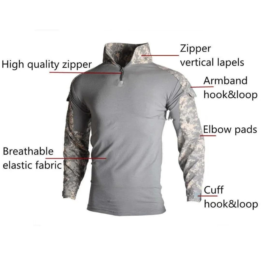 Suwequest Tenue tactique avec chemise, pantalon, tenue d'extérieur Camo1, vêtements de randonnée et de chasse