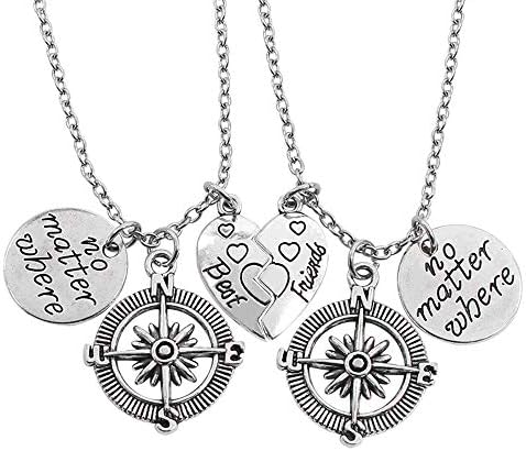 QXFQJT Friendship Necklace Time Turner Deathly Hallows Snitch Compass Best Friend Necklaces Gift