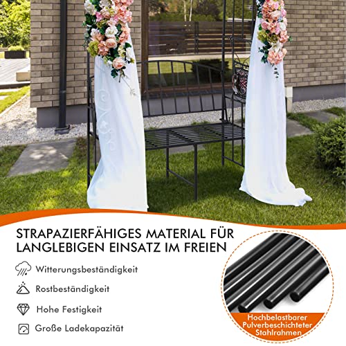 COSTWAY Rosenbogen mit 2-Sitzer Bank und Aufbewahrungstasche, Rankgitter Gartenbogen bis 300 kg belastbar, Rankhilfe für Kletterpflanzen, Torbogen aus Metall, 206 x 116 x 51 cm – Bild 4