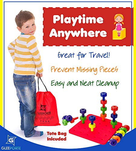 Patterned Stacking Peg Board Set Toy | Jumbo Pack | Montessori Occupational Therapy Early Learning for Fine Motor Skills, Ideal for Toddlers and Preschooler, Includes 50 Plastic Pegs & 2 Boards