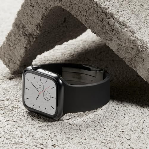 Archer Watch Straps - Custom Fit Silicone Straps for Apple Watch (Black, Gray Clasp, 44/45/46/49mm)