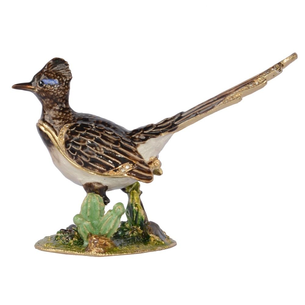 YOPI Metal Bird Trinket Box, Vintage Animal Figurine Jewelry Organizer, Desktop Decoration Ring Holder For Small Earrings Necklace Plated Zinc Alloy Keepsake Box,