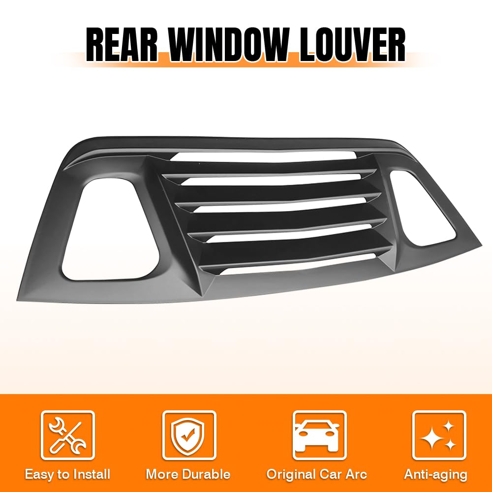 MODILOVER Rear Window Louver, Compatible with 2008-2023 Dodge Challenger, ABS Plastic Unpainted Black Ikon V2 Style Back Window Windshield Sun Shade Cover Vent