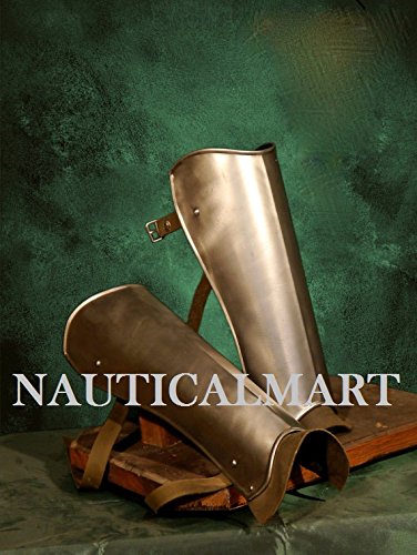 NauticalMart Handmade Metal Armor for LARP - Simple Elegant Greaves of Steel for Women or Men