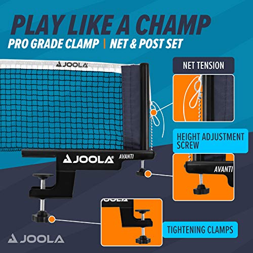 JOOLA Premium Avanti Table Tennis Net and Post Set - Portable and Easy Setup 72" Regulation Size Ping Pong Screw On Clamp Net, ‎White/Black - image 2