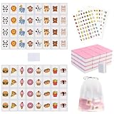 Vita Mahjong Game Set with Stickers, 65 Tiles DIY Plastic Mahjong Block Set, 2 Player Seaside Escape Push Tiles Game (Pink)
