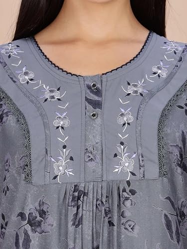 Image of 9shines Label Stylish Alpine Nighty Maxi for Women | Full Length Trendy Nightgown | Premium Nightdress | Nightwear | Embroidery Nighty with Pockets (2892)