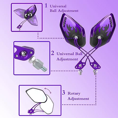 Nakazawa Bicycle Mirrors for Handlebars 2 Pack,Essential Electric Bike Accessory,Mirrycle Bike Mirror,Bike Mirrors for Safe Riding,Handlebar Rearview Mirror,Lowrider Bike Parts & Accessories(purple) - Thumbnail 5