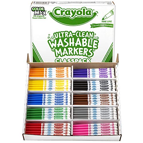 Crayola Ultra Clean Washable Markers Classpack (200 Count), Bulk Markers For Classrooms, School Supplies For Kids, 10 Colors #TOP1