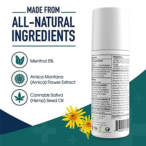 Mars Wellness Mg+ Cooling Roll On Pain Relief (3 Oz) – Fast Acting Arnica Roll On 5% Menthol Magnesium & Arnica – Penetrating Menthol Pain Relief Roll On Topical Pain Relief, Aches, Sore Muscle Pain #TOP5