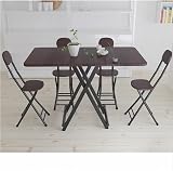 折りたたみテーブル&チェアセット Probasto 約120×60×74cm ダイニングテーブル 折りたたみチェア 幅25×奥行32×高さ77cm パイプ椅子 完成品 組み立て不要 作業 食事 在宅勤務 5点セット (ダークブラウン)