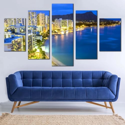 Peinture Honolulu Waikiki Beach tableau décoratif pour grand mur vide